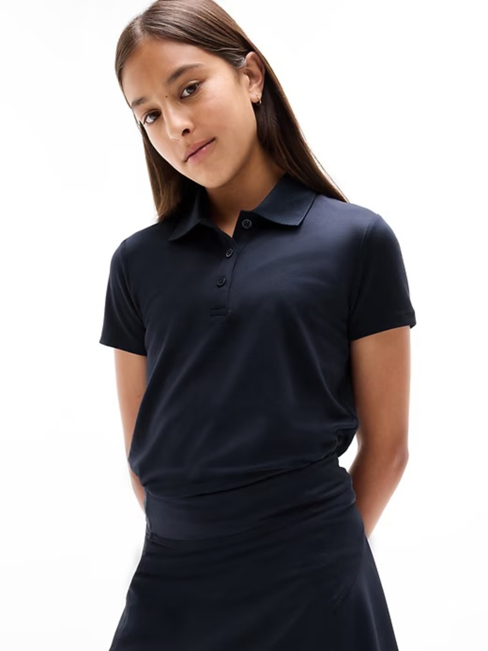 Athleta Girl School Day Polo Navy NEW